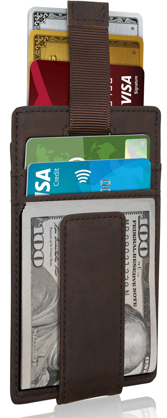 Access Denied Accessories Access Denied Accessories - Money Clip Card Holder With Pull Strap: Brown Crazyhorse