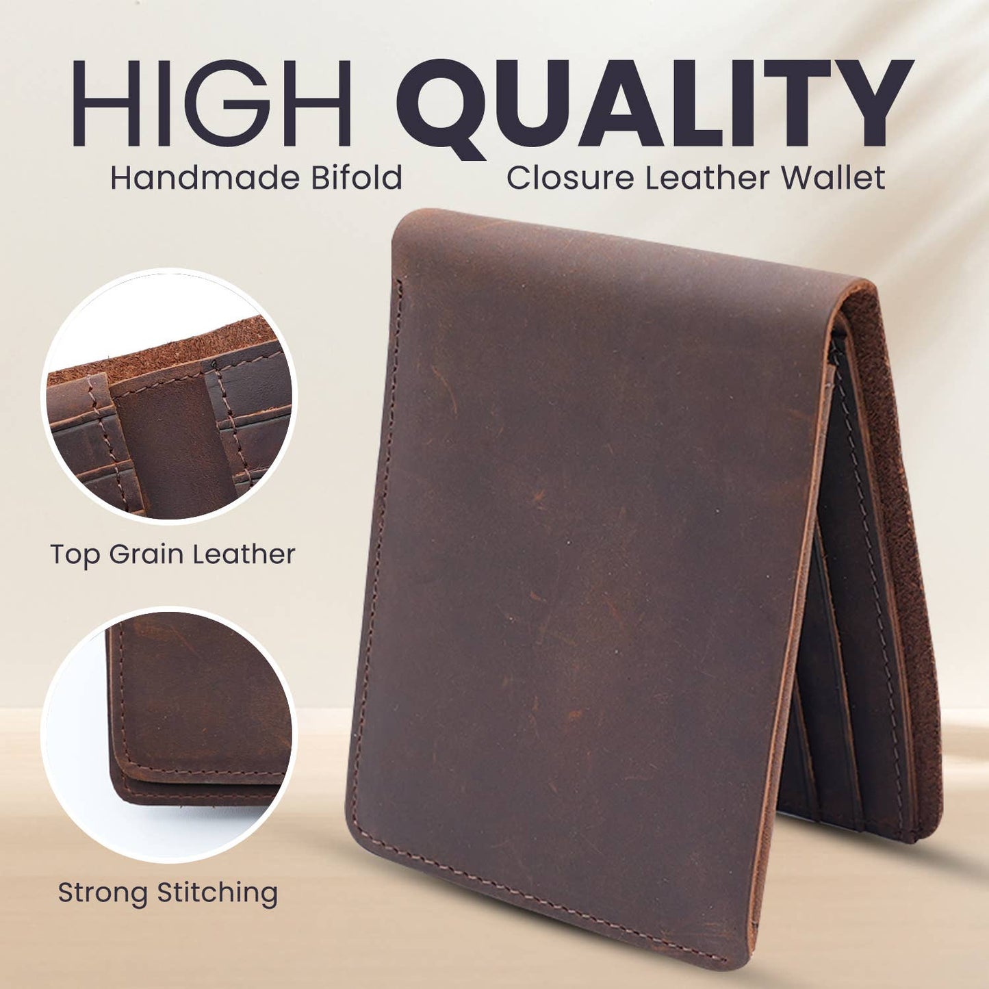 American Leather Goods American Leather Goods - Genuine Leather Wallet for Men with Flap out ID Window: Blue