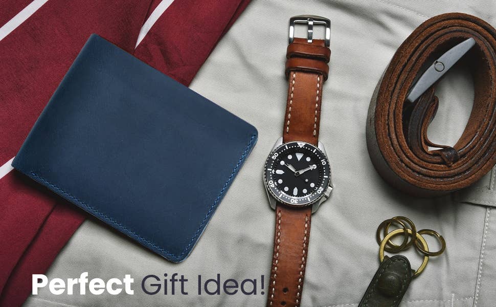 American Leather Goods American Leather Goods - Genuine Leather Wallet for Men with Flap out ID Window: Blue