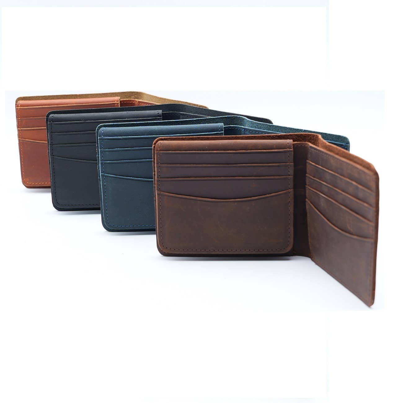 American Leather Goods American Leather Goods - Genuine Leather Wallet for Men with Flap out ID Window: Brown