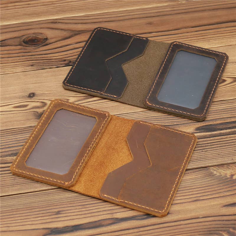 American Leather Goods American Leather Goods - Genuine Leather Wallet, Handmade Wallet with ID Window: Brown