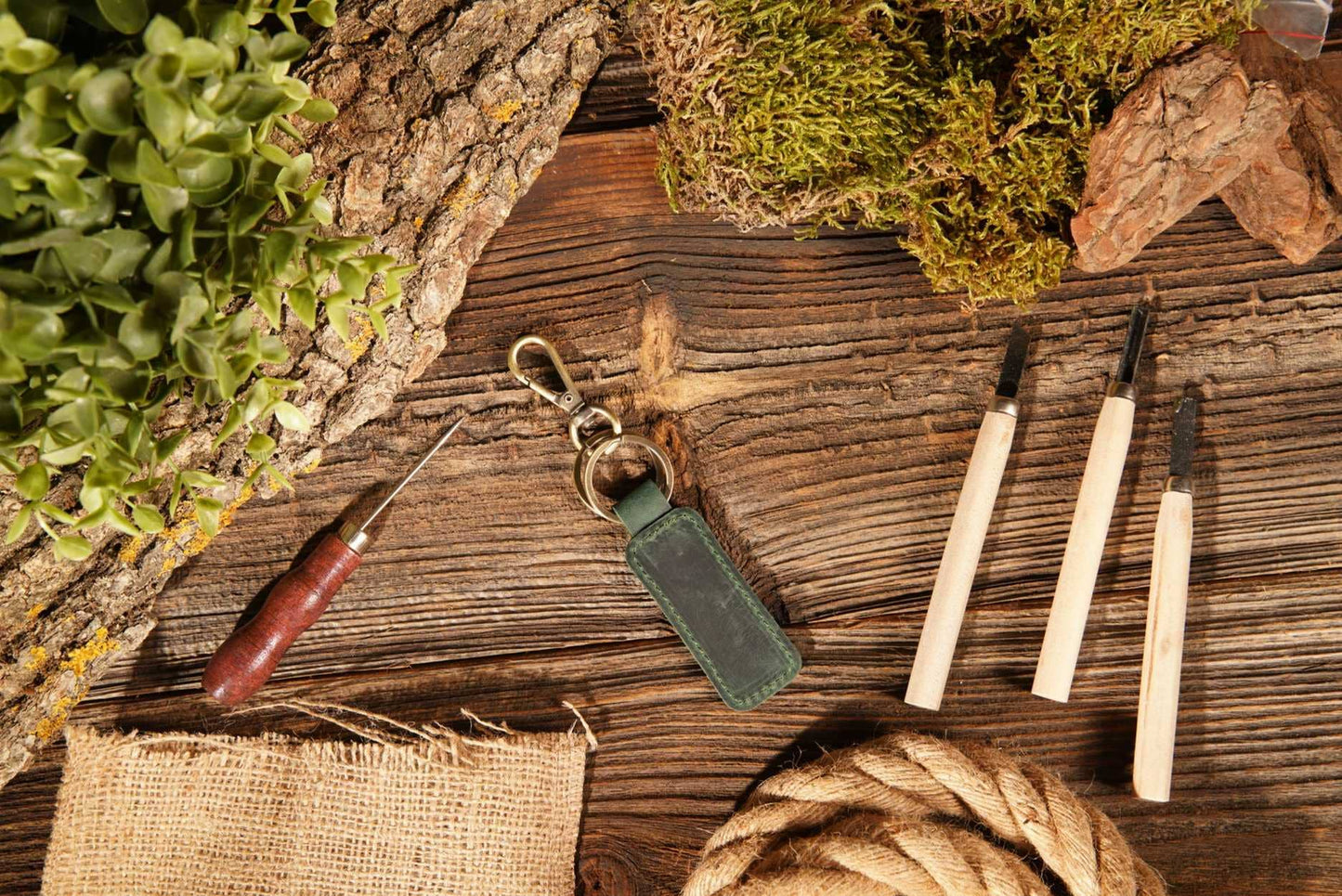 American Leather Goods American Leather Goods - Leather Keychain, Geniune Leather Keychain: Black