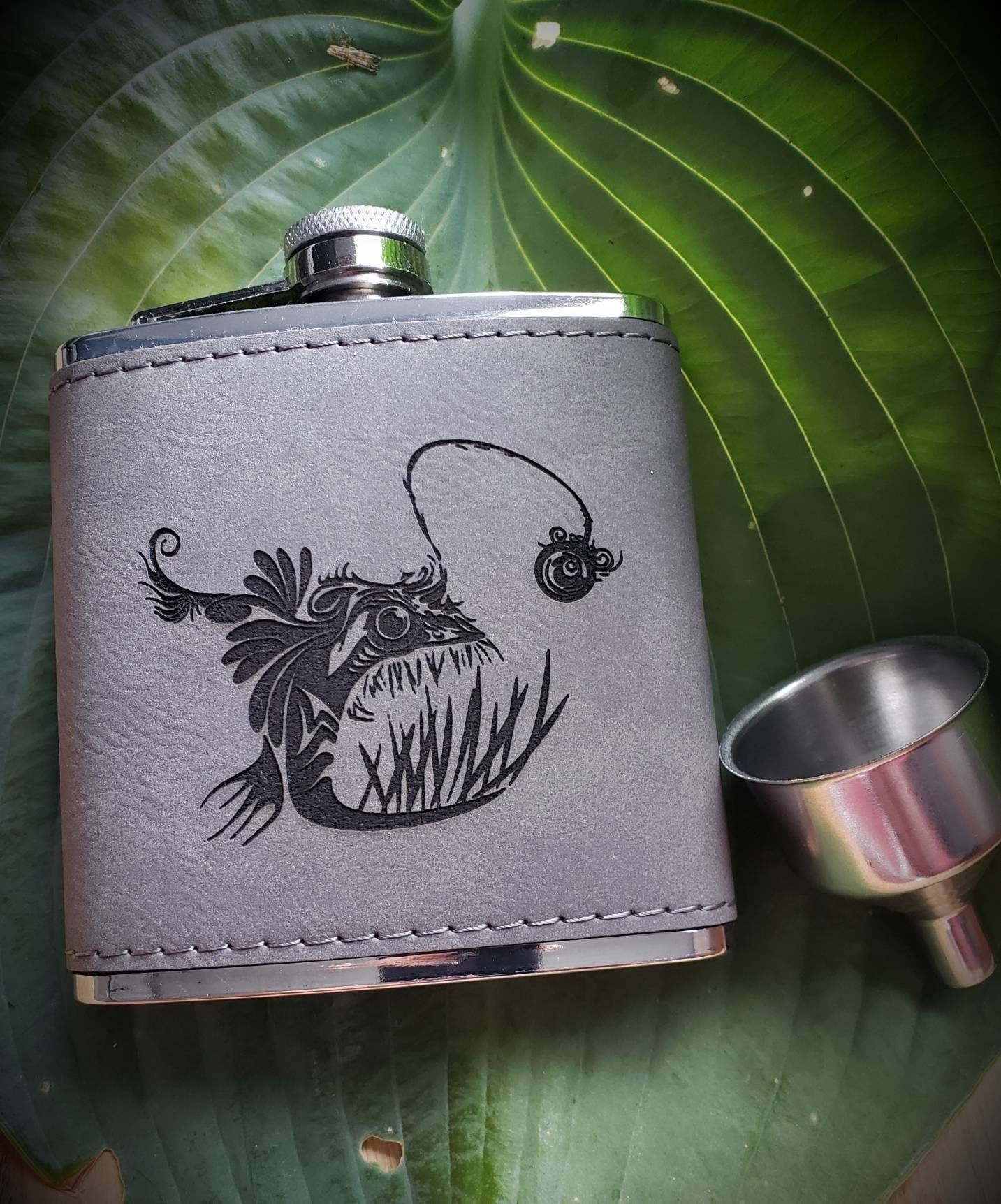 Beckman Design Beckman Design - Flask- Angler Fish: Leather / Gray
