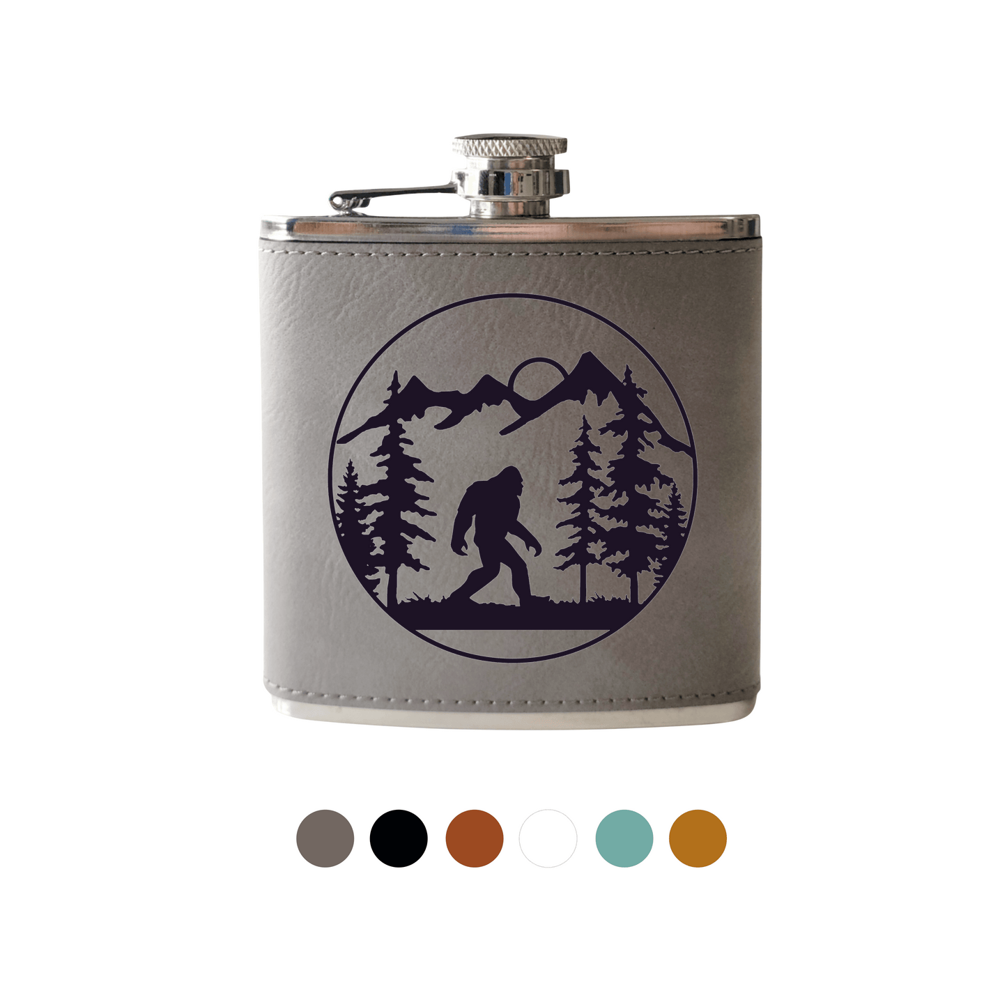 Beckman Design Beckman Design - Flask- Bigfoot In Forest: Leather / Gray