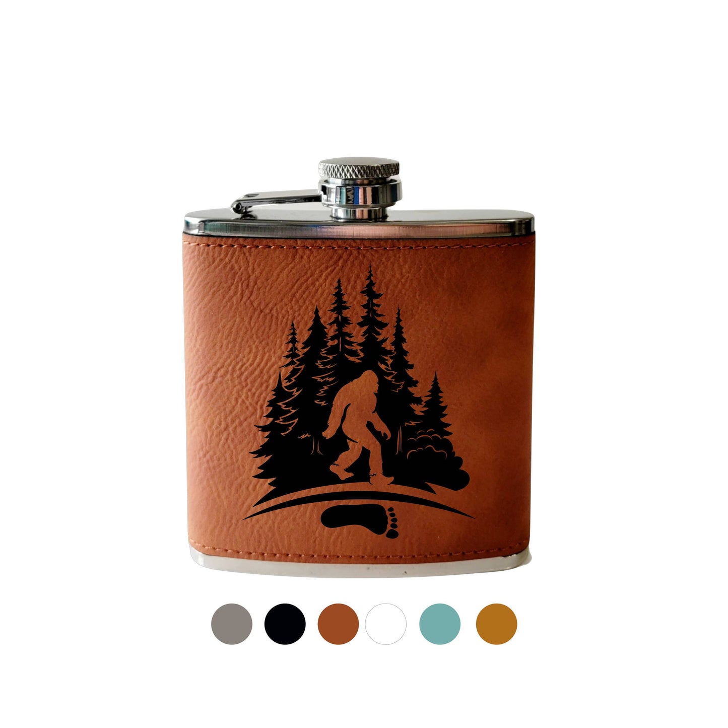 Beckman Design Beckman Design - Flask- Bigfoot with Footprint: Leather / Brown