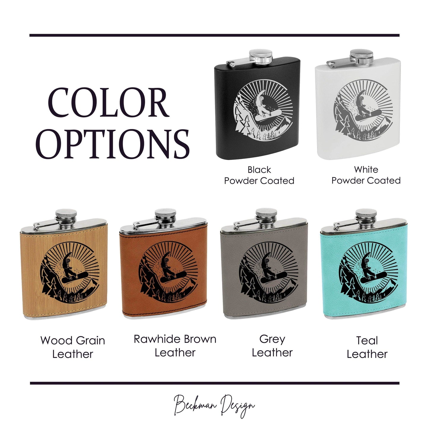 Beckman Design Beckman Design - Flask- Snow Boarding: Leather / Teal