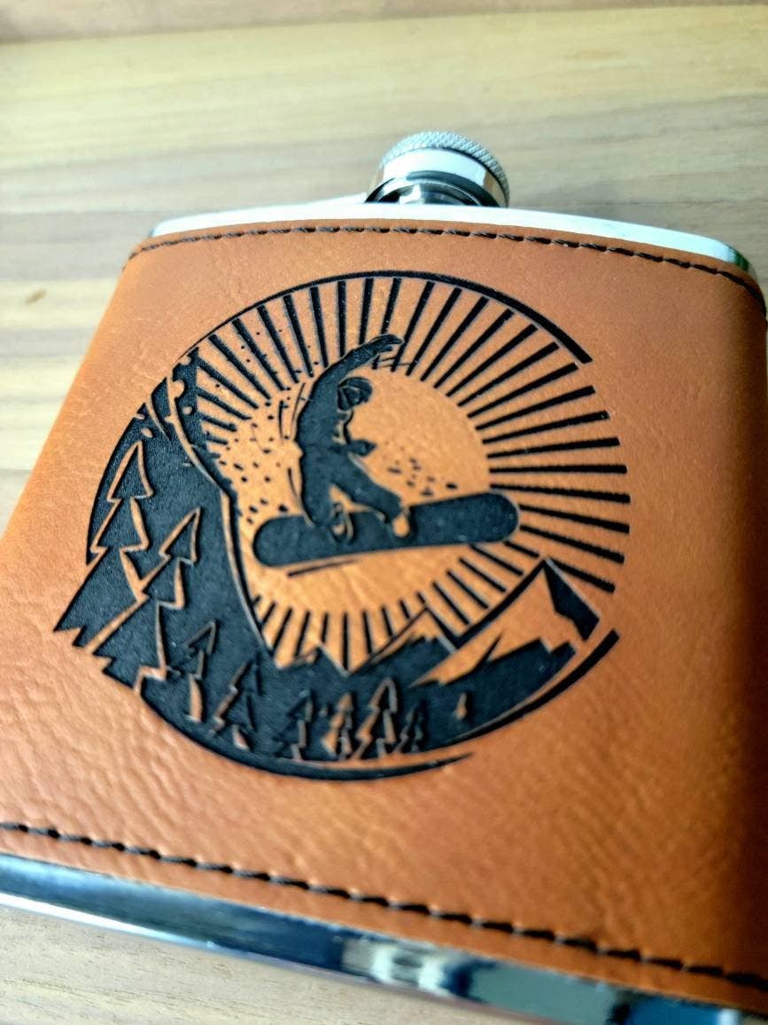 Beckman Design Beckman Design - Flask- Snow Boarding: Leather / Teal