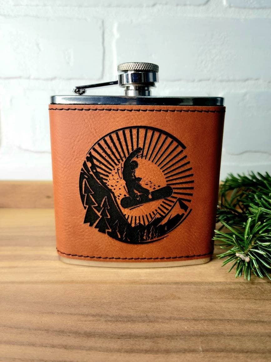 Beckman Design Beckman Design - Flask- Snow Boarding: Leather / Teal