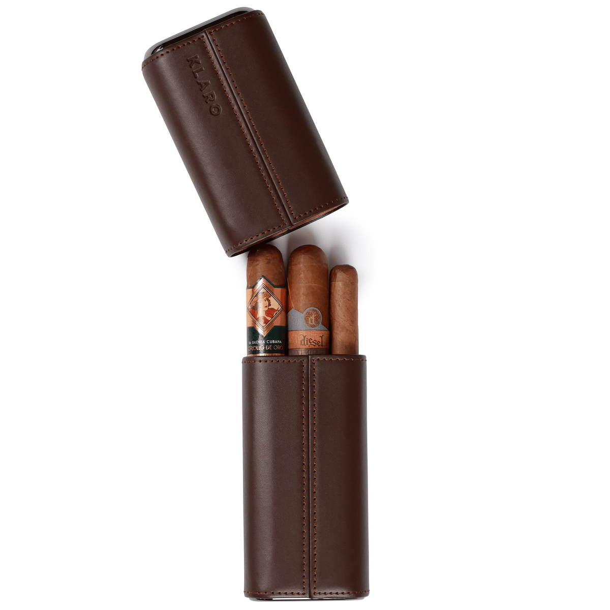 Case Elegance Case Elegance - Premium 3 Cigar Travel Case - Cocoa Brown