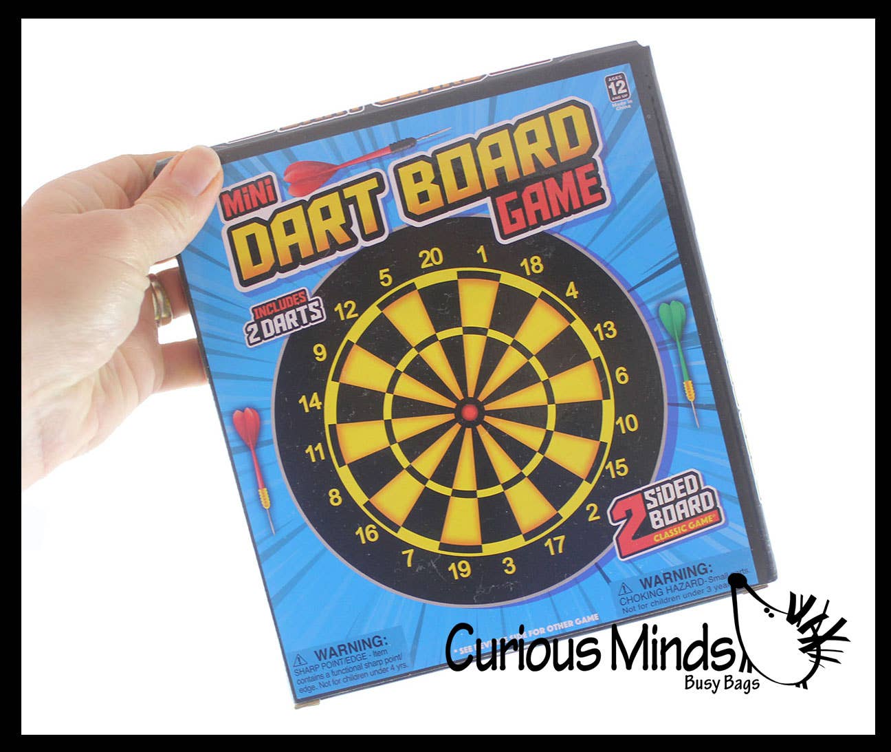 Curious Minds Toys Curious Minds Toys - Mini Dart Board - Small Office Dart Game with Darts - Double