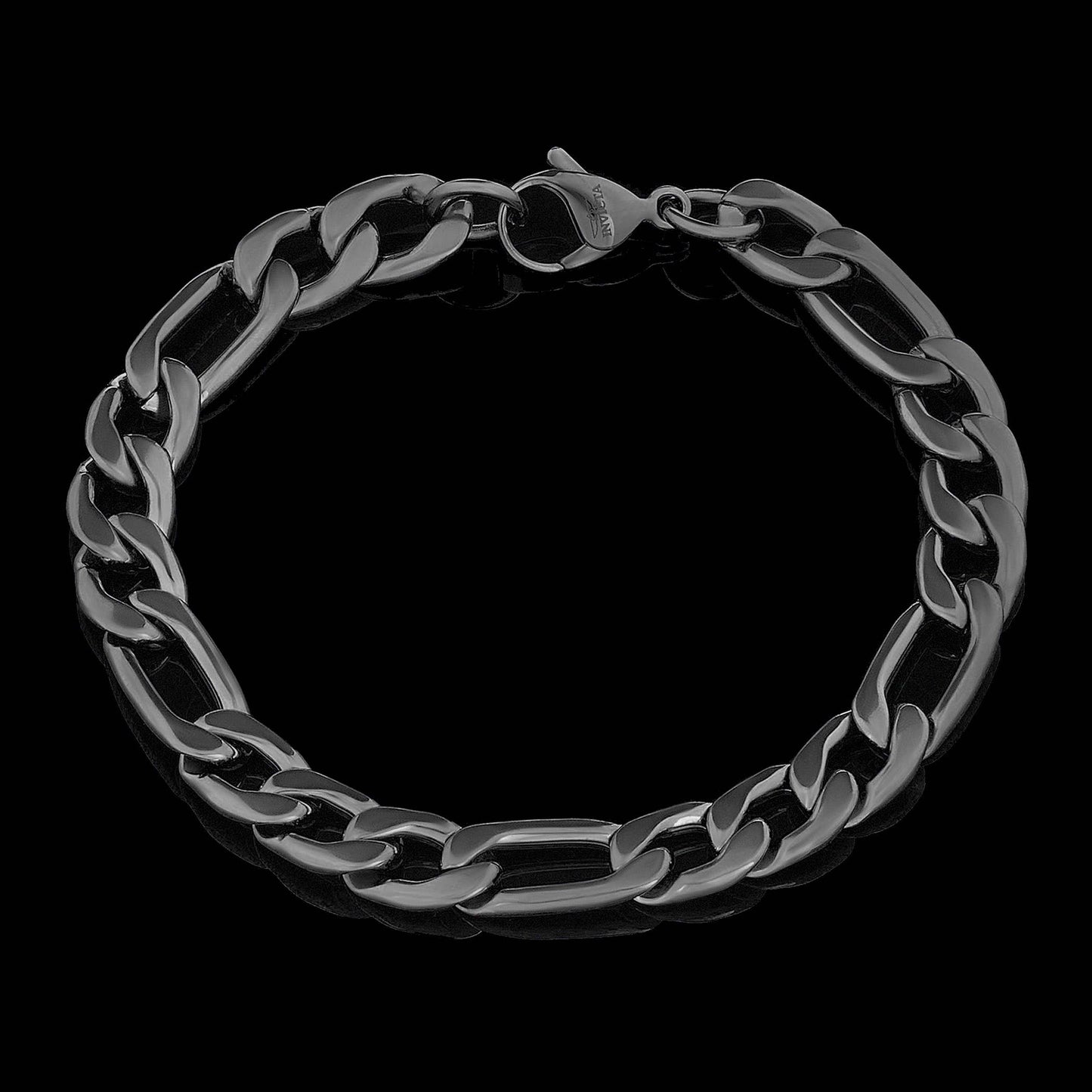 West Coast Jewelry - Invicta Jewelry Figaro Chain Steel Bracelet (9.3mm) - 8.75": Silver