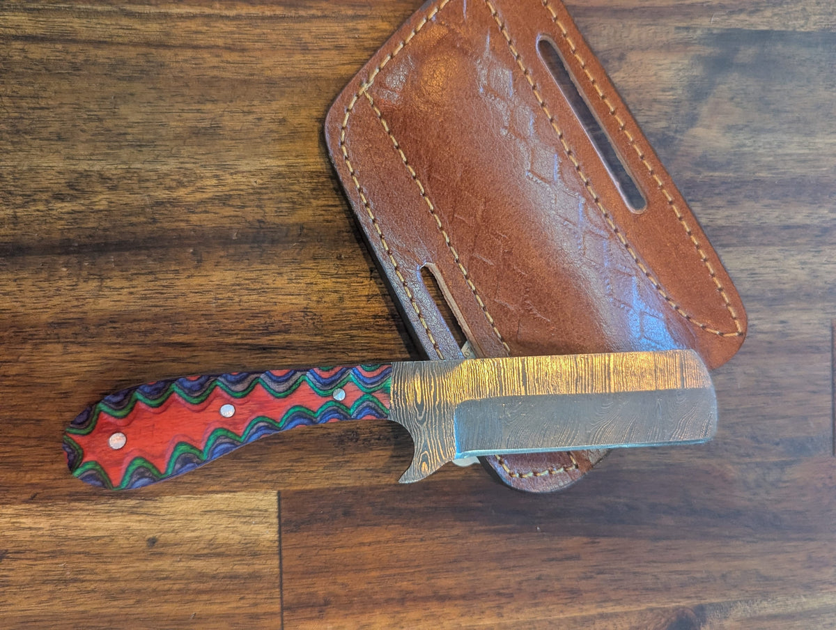 El Matador Knives Damascus Axe Mini Damascus Bull Cutter - Watermelon Color