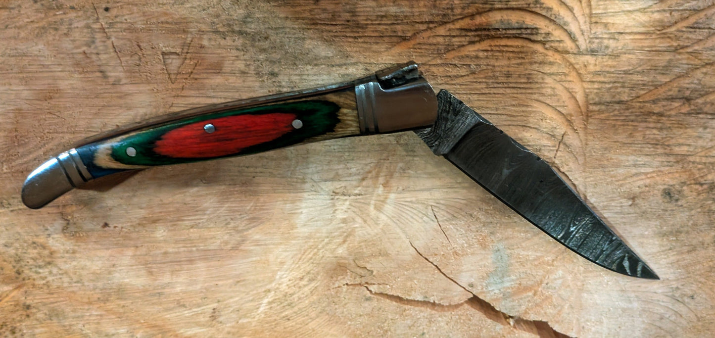 El Matador Knives Pocket Knife Green/ Red Flipper Pocket Knife with Lock