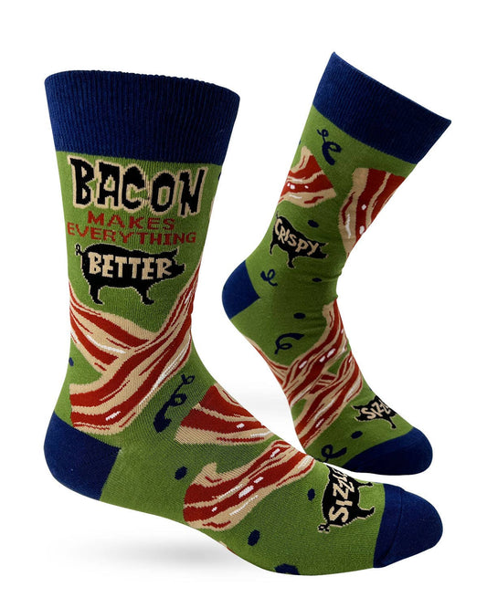 Fabdaz Fabdaz - Bacon Makes Everything Better Men's Novelty Crew Socks