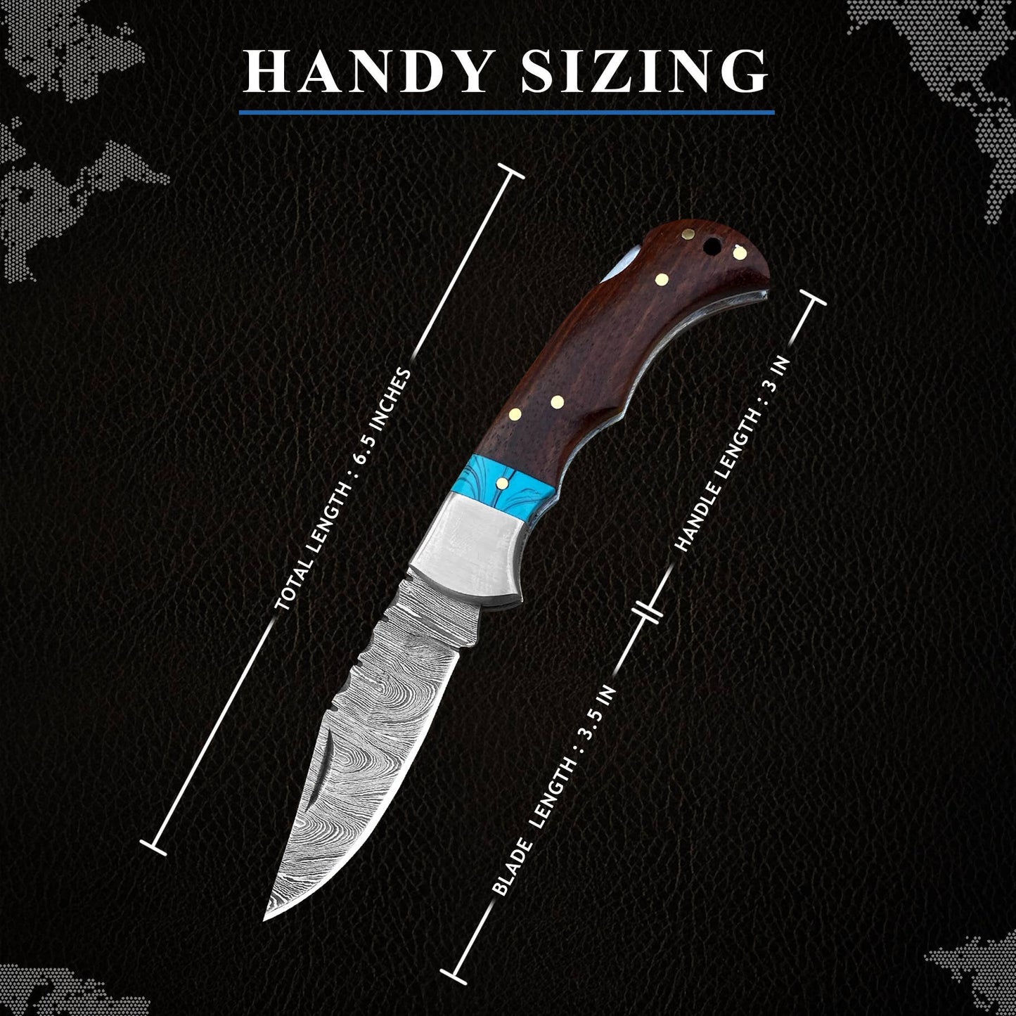 FH KNIVES FH KNIVES - 6.5' Handmade damascus folding knife, Pocket Knife