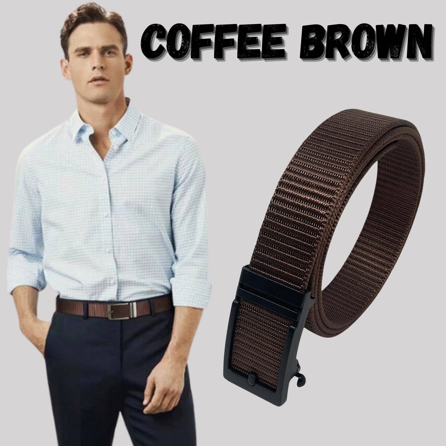 Funky Junque Funky Junque - Nylon Ratchet Belt - Brown: Large (Pant Size 38"-41")