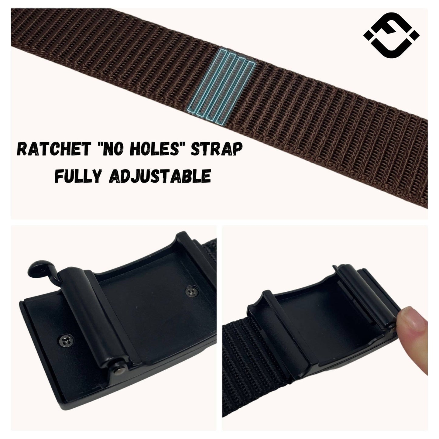 Funky Junque Funky Junque - Nylon Ratchet Belt - Brown: X-Large (Pant Size 42"-45")