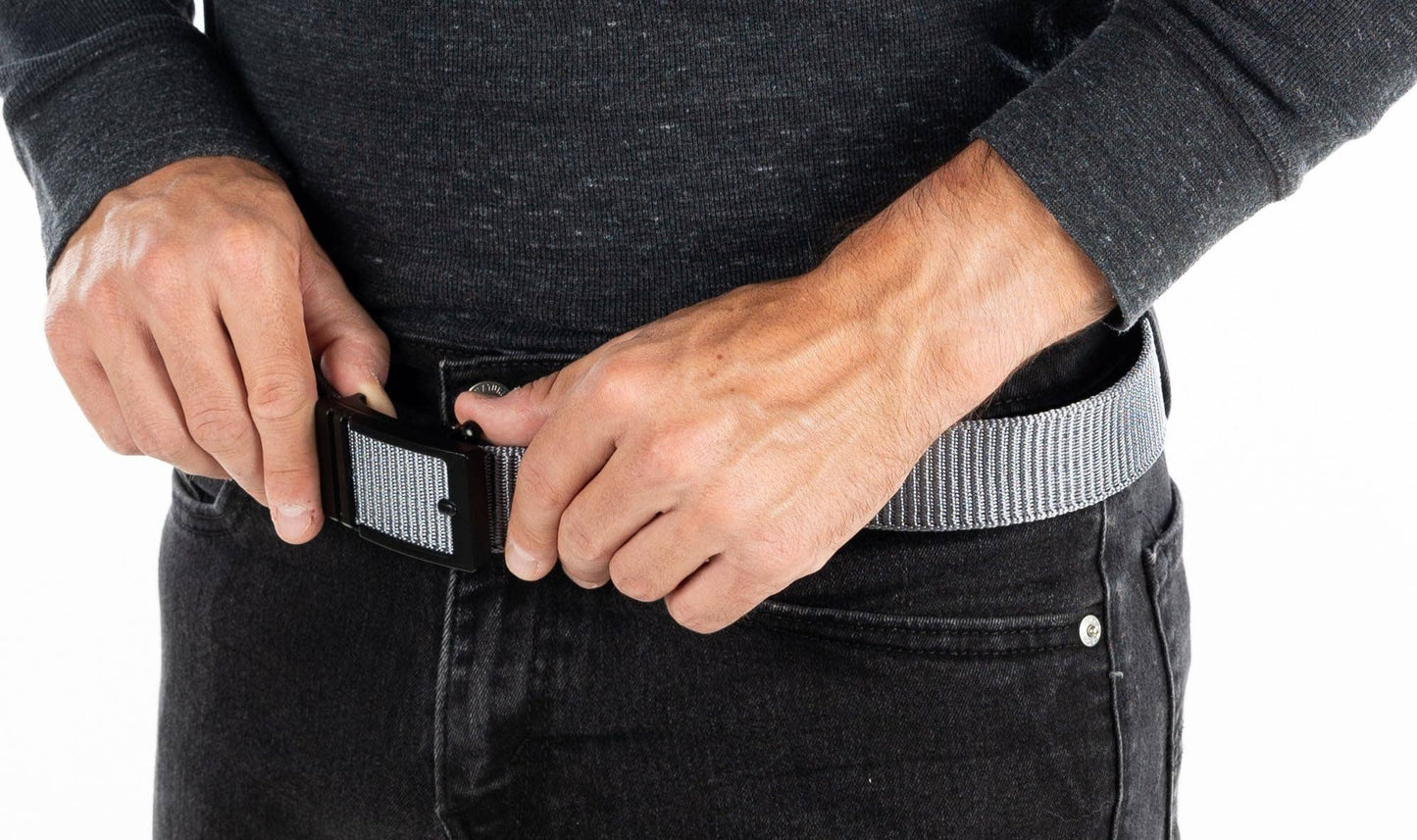 Funky Junque Funky Junque - Nylon Ratchet Belt - Grey: Large (Pant Size 38"-41")