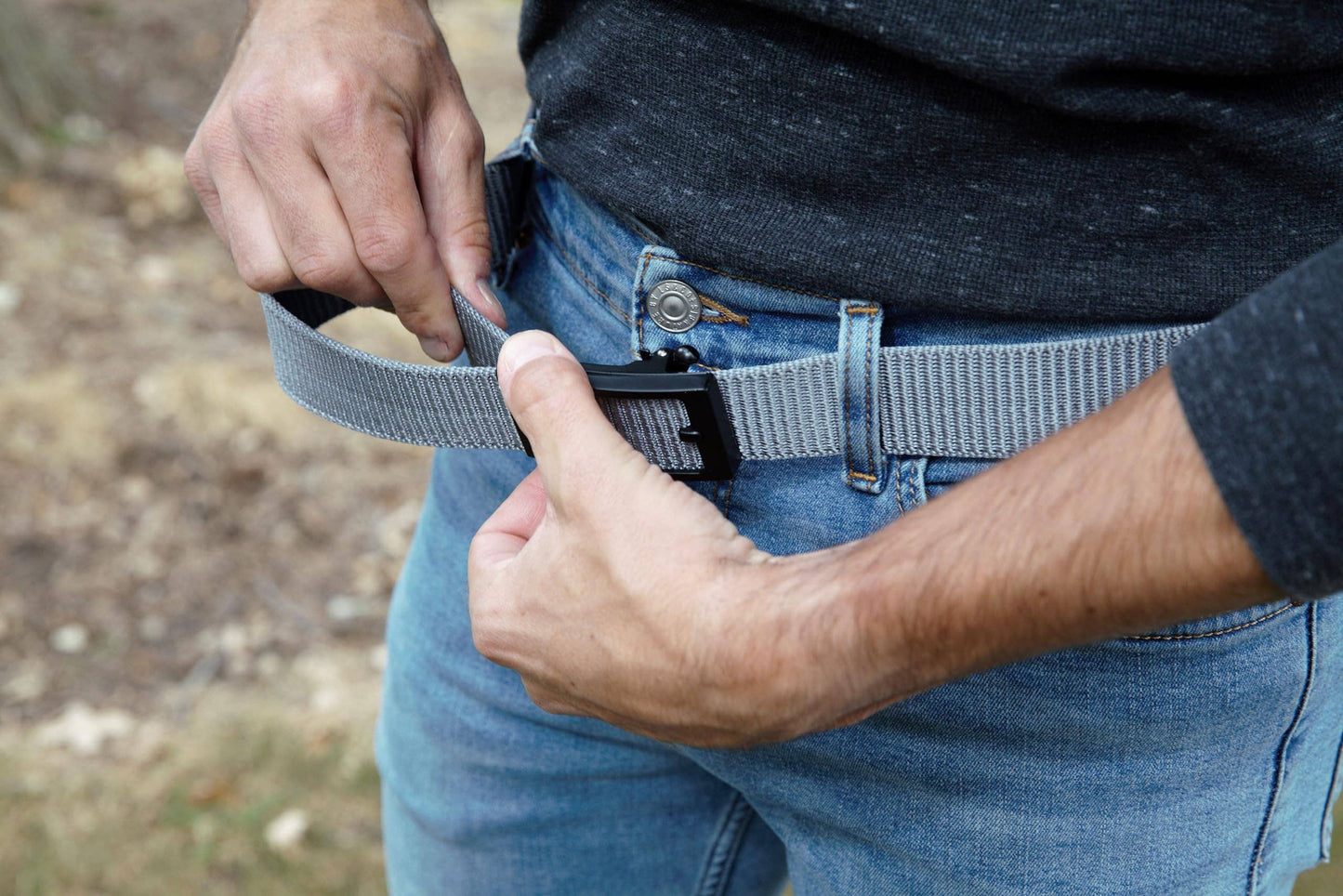 Funky Junque Funky Junque - Nylon Ratchet Belt - Grey: Large (Pant Size 38"-41")