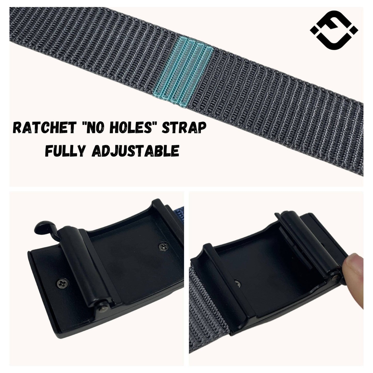 Funky Junque Funky Junque - Nylon Ratchet Belt - Grey: Large (Pant Size 38"-41")
