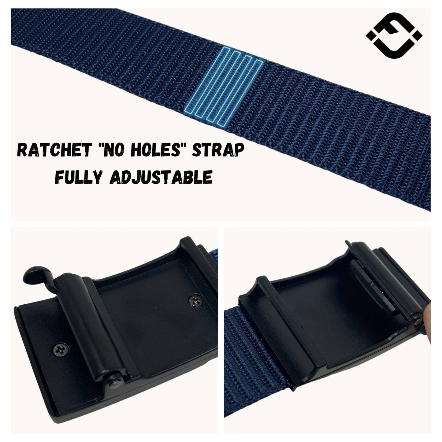 Funky Junque Funky Junque - Nylon Ratchet Belt - Navy: Medium (Pant Size 33"-37")