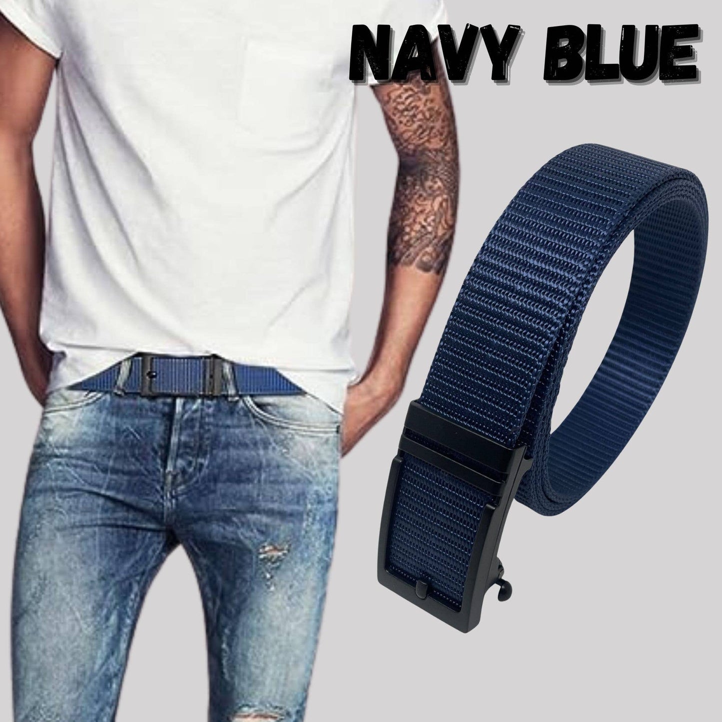 Funky Junque Funky Junque - Nylon Ratchet Belt - Navy: Medium (Pant Size 33"-37")