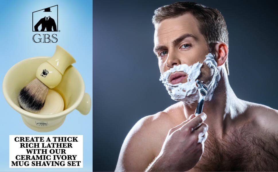 GBS GBS - GBS 3 Piece Mug, brush and Shaving soap Set: Black
