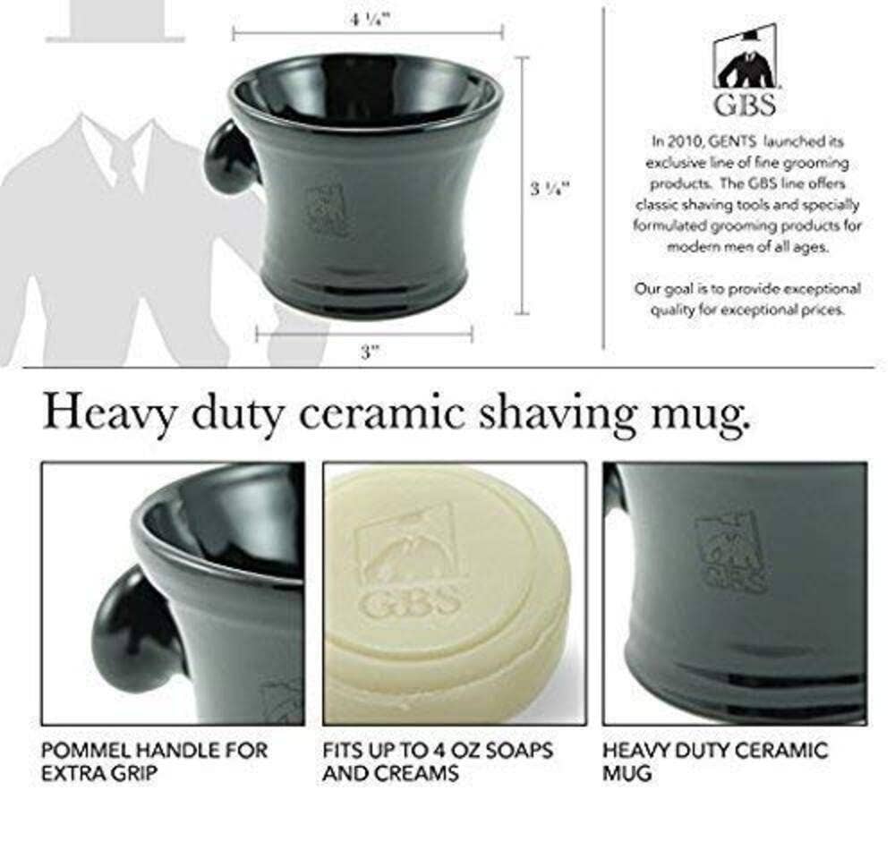 GENTS FINE GROOMING PRODUCTS GENTS FINE GROOMING PRODUCTS - G.B.S Black Luxury Shaving Kit - Wood Straight Razor Black