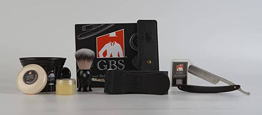 GENTS FINE GROOMING PRODUCTS GENTS FINE GROOMING PRODUCTS - G.B.S Black Luxury Shaving Kit - Wood Straight Razor Black