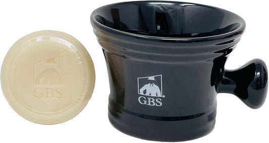 GENTS FINE GROOMING PRODUCTS GENTS FINE GROOMING PRODUCTS - GBS Classic Knob Shaving Mug Ceramic With Soap : Black