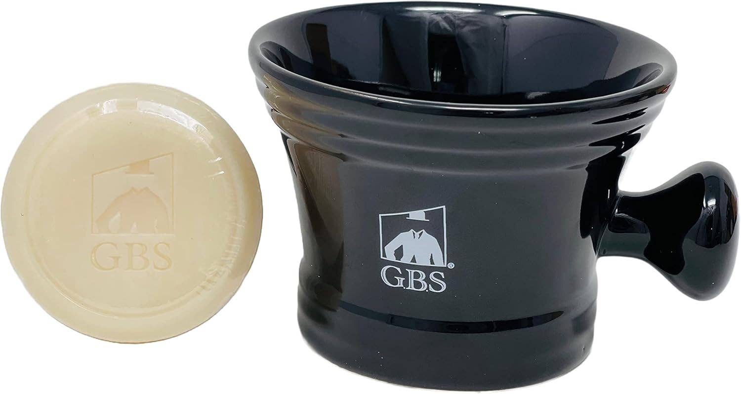 GENTS FINE GROOMING PRODUCTS GENTS FINE GROOMING PRODUCTS - GBS Classic Knob Shaving Mug Ceramic With Soap : Ivory