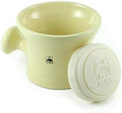 GENTS FINE GROOMING PRODUCTS GENTS FINE GROOMING PRODUCTS - GBS Classic Knob Shaving Mug Ceramic With Soap : Ivory
