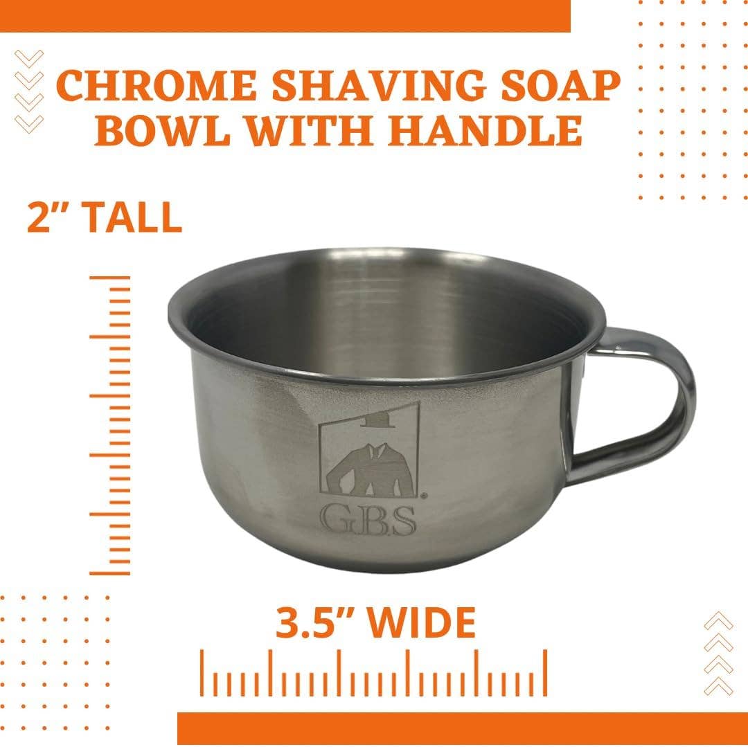 GENTS FINE GROOMING PRODUCTS GENTS FINE GROOMING PRODUCTS - GBS Stainless Shaving Bowl with Handle and Soap