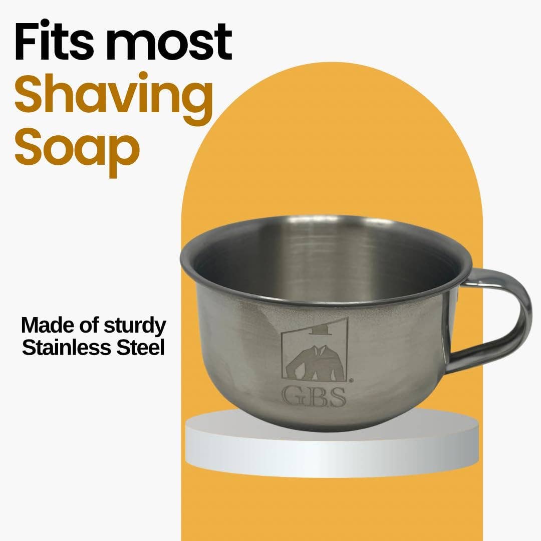 GENTS FINE GROOMING PRODUCTS GENTS FINE GROOMING PRODUCTS - GBS Stainless Shaving Bowl with Handle and Soap