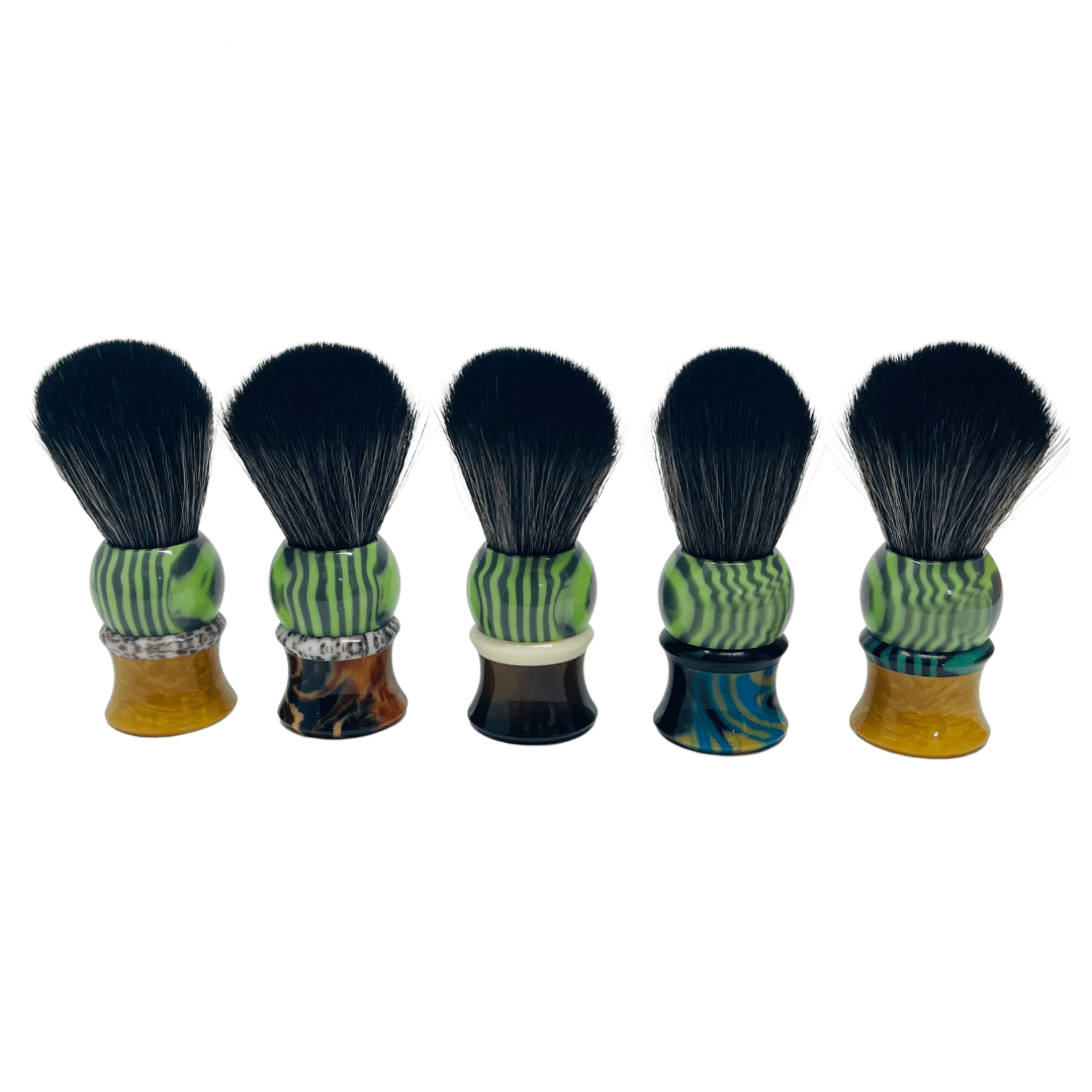 GENTS FINE GROOMING PRODUCTS GENTS FINE GROOMING PRODUCTS - GENTS CUSTOM SHAVING BRUSH W/ Multiple Color Resin Handles : Brown / White / Grey Top (Horn)