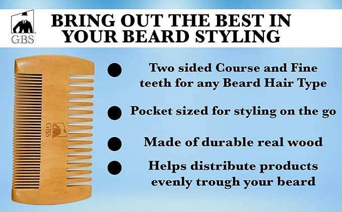 GENTS FINE GROOMING PRODUCTS GENTS FINE GROOMING PRODUCTS - GENTS Fine Grooming Products 2 Sided Wooden Beard Comb