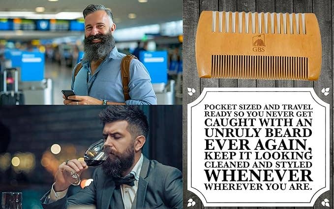 GENTS FINE GROOMING PRODUCTS GENTS FINE GROOMING PRODUCTS - GENTS Fine Grooming Products 2 Sided Wooden Beard Comb