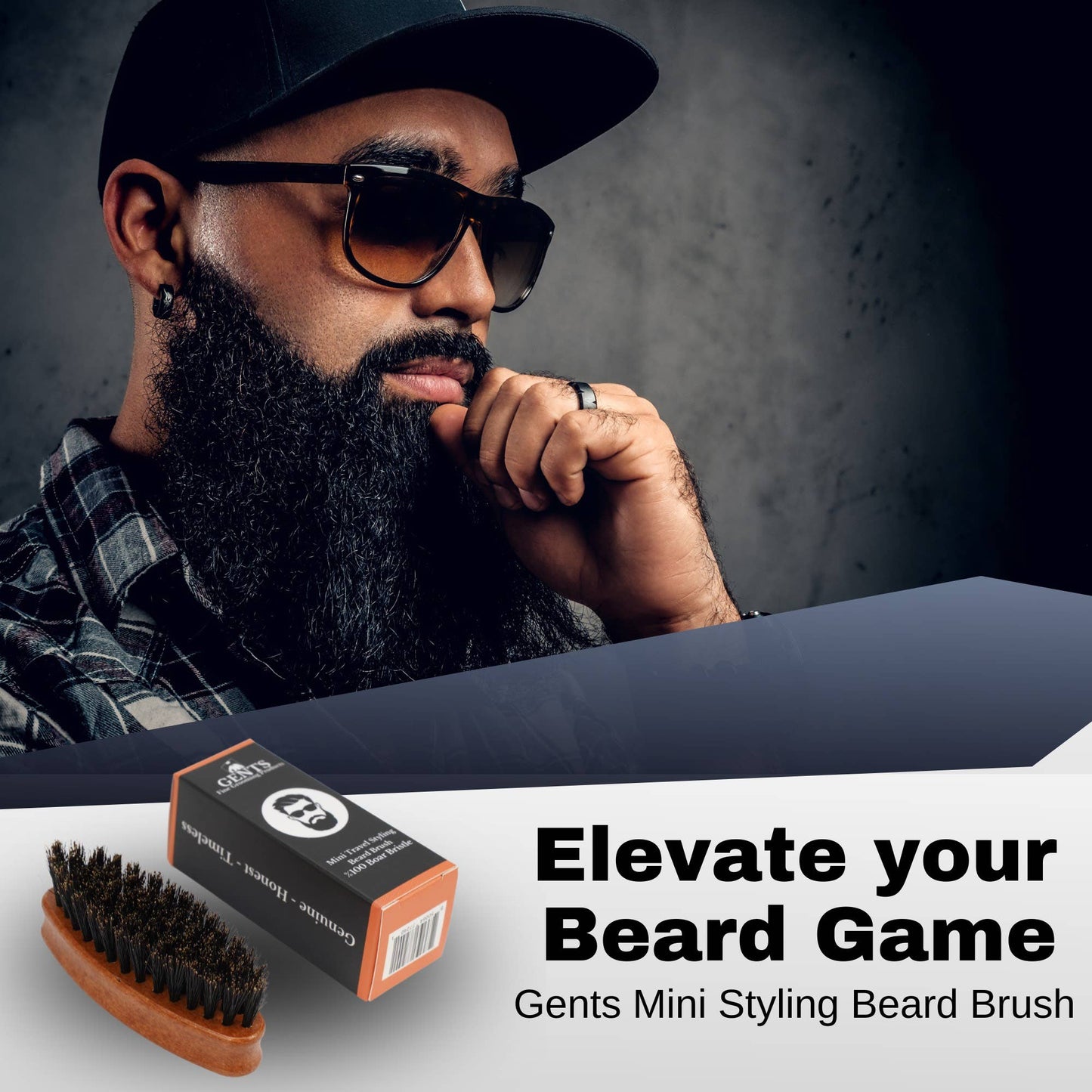 GENTS FINE GROOMING PRODUCTS GENTS FINE GROOMING PRODUCTS - Gents Wood Mini Travel Beard Brush - 100% Boar Bristles