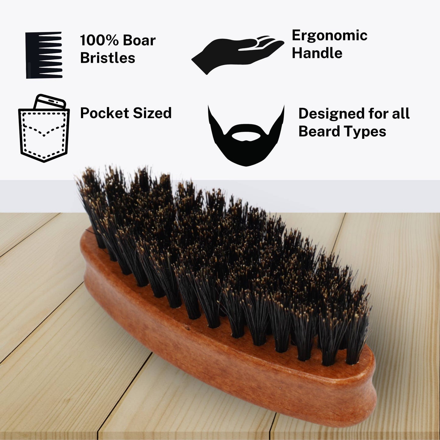 GENTS FINE GROOMING PRODUCTS GENTS FINE GROOMING PRODUCTS - Gents Wood Mini Travel Beard Brush - 100% Boar Bristles