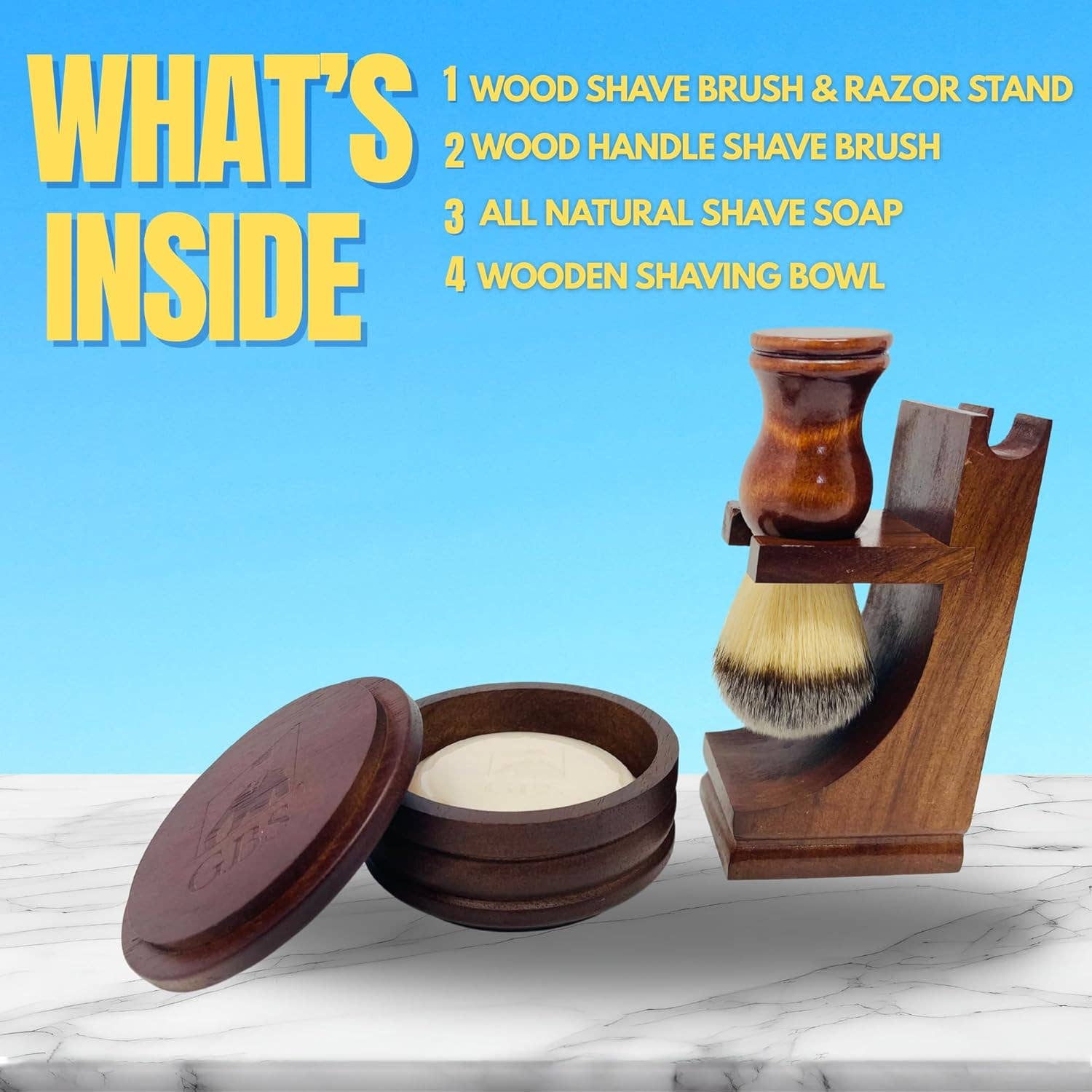 GENTS FINE GROOMING PRODUCTS GENTS FINE GROOMING PRODUCTS - GENTS Wood Shaving Bowl & Shave Brush Set