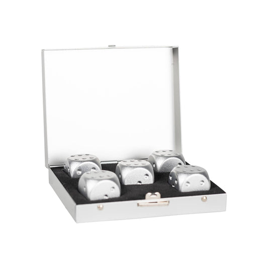 Mad Man Silver Mad Man - Men's Brushed Stainless Dice Set