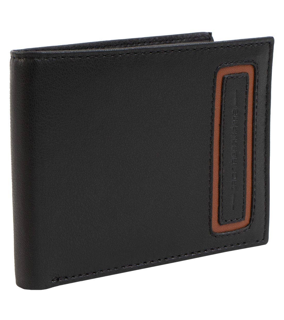 Magid Magid - Jack Abrahams Gift Box Goat Nappa Leather Bi-Fold Minimalist Wallet Black/Cognac: Black/Cognac - 4" H x 1" D x 5" L