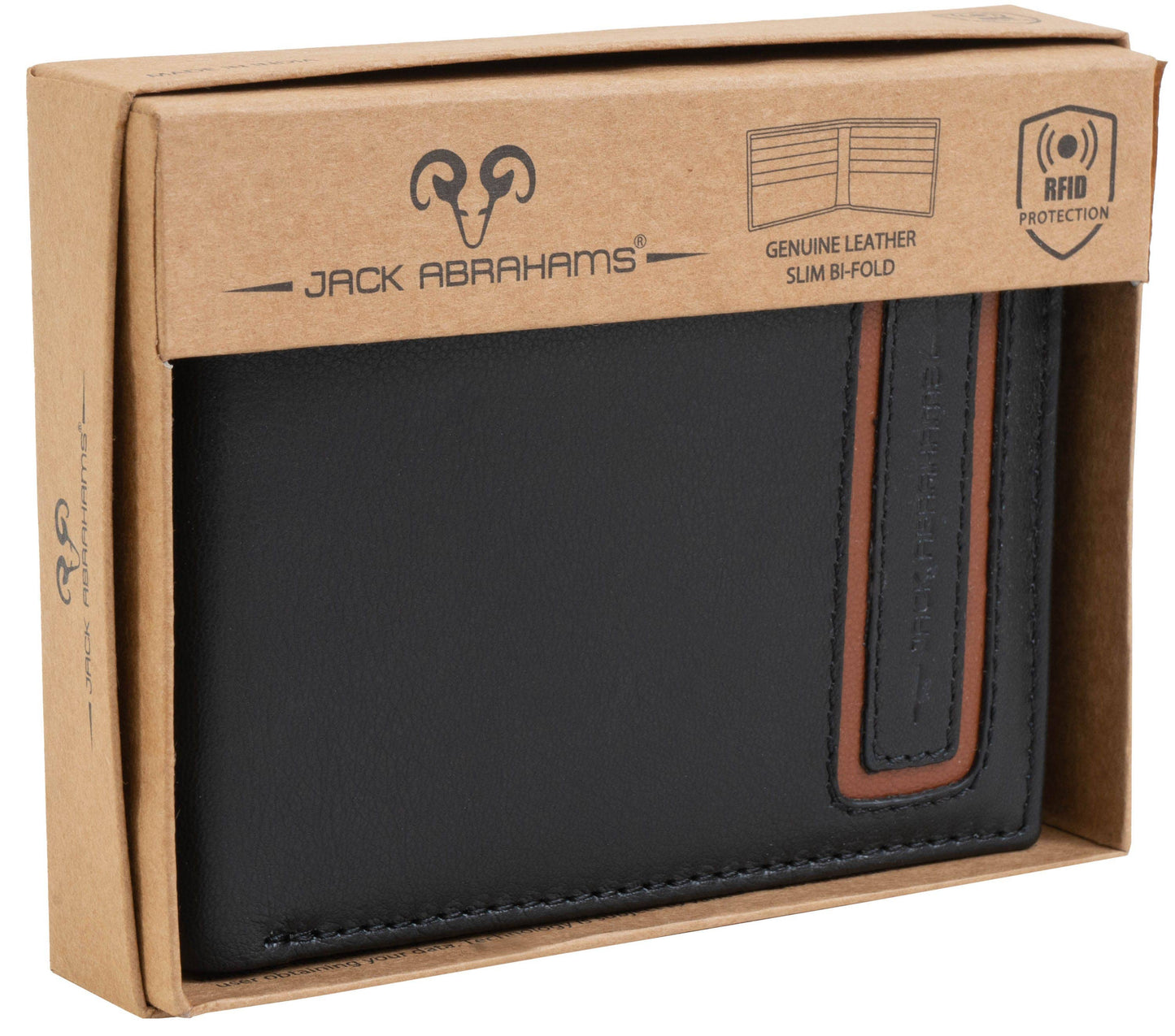 Magid Magid - Jack Abrahams Gift Box Goat Nappa Leather Bi-Fold Minimalist Wallet Black/Cognac: Black/Cognac - 4" H x 1" D x 5" L