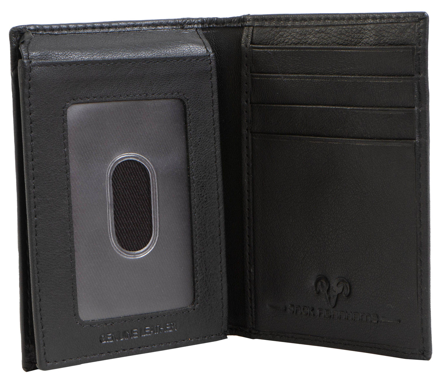 Magid Magid - Jack Abrahams Goat Nappa Leather Bi-Fold Boxed Wallet with Flip ID Case Black: Black - 4" H x 1" D x 5" L