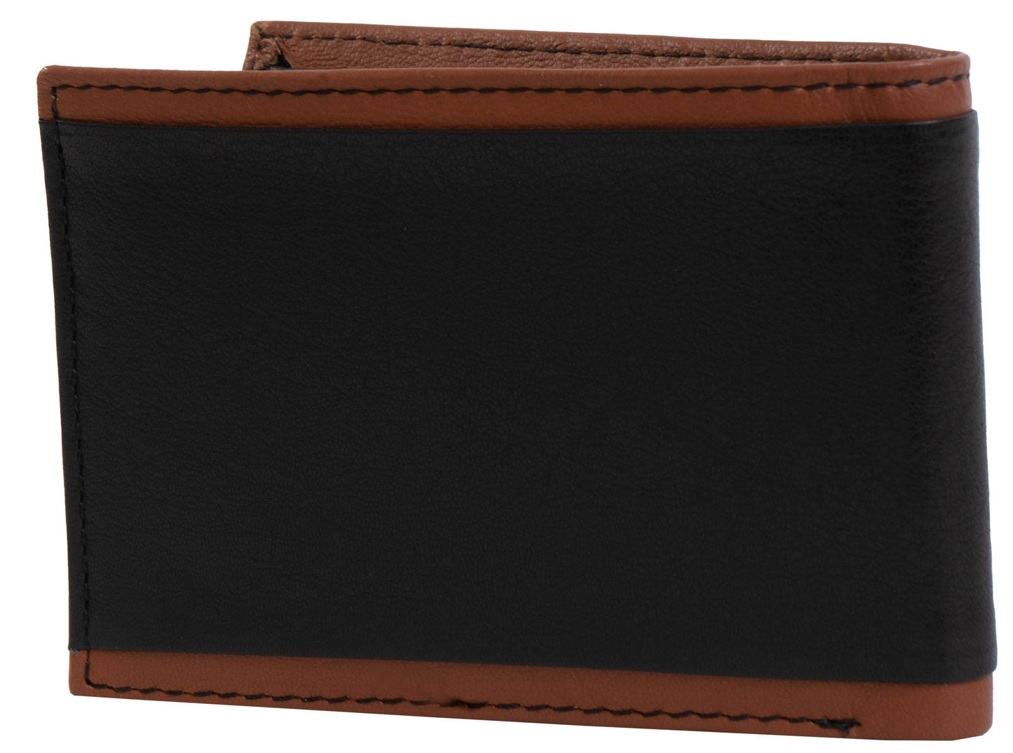 Magid Magid - Jack Abrahams Goat Nappa Leather Bi-Fold Stylish Gift Boxed Wallet Black/Cognac: Black/Cognac - 4" H x 1" D x 5" L