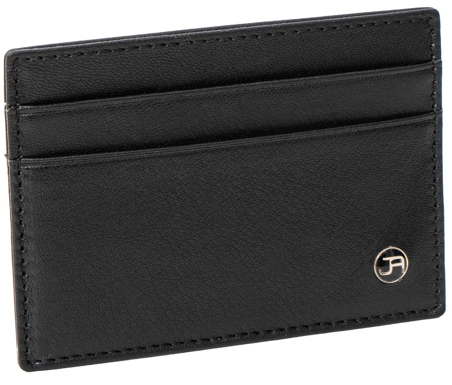 Magid Magid - Jack Abrahams Goat Nappa Leather Card Case Front Pocket Wallet Black: Black - 4" H x 1" D x 5" L