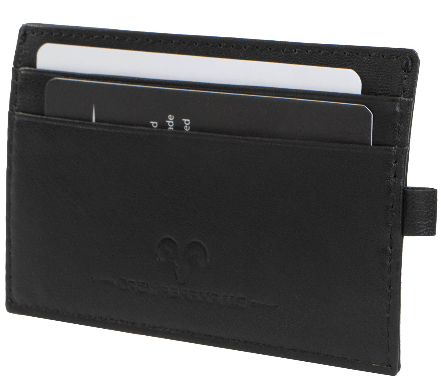 Magid Magid - Jack Abrahams Goat Nappa Leather Card Case Wallet Black: Black - 4" H x 1" D x 5" L