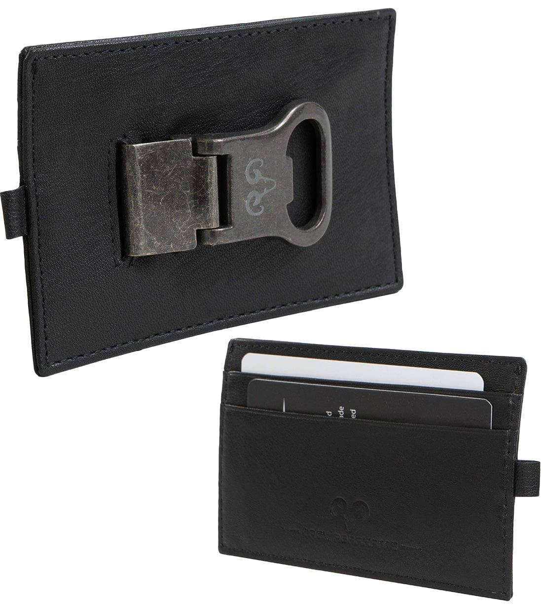 Magid Magid - Jack Abrahams Goat Nappa Leather Card Case Wallet Black: Black - 4" H x 1" D x 5" L