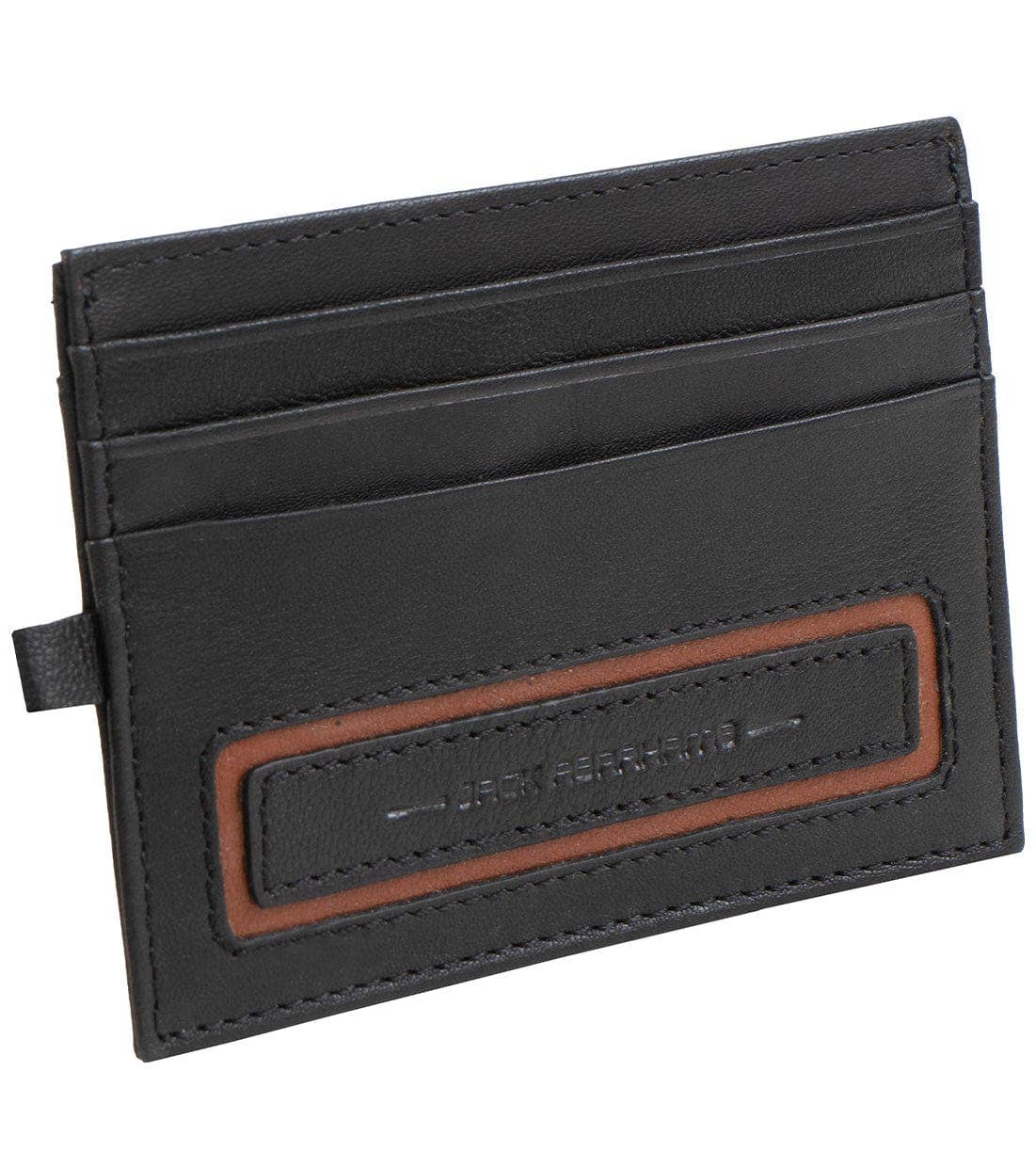Magid Magid - Jack Abrahams Goat Nappa Leather Card Case Wallet with ID Window Black/Cognac: Black/Cognac - 4" H x 1" D x 5" L