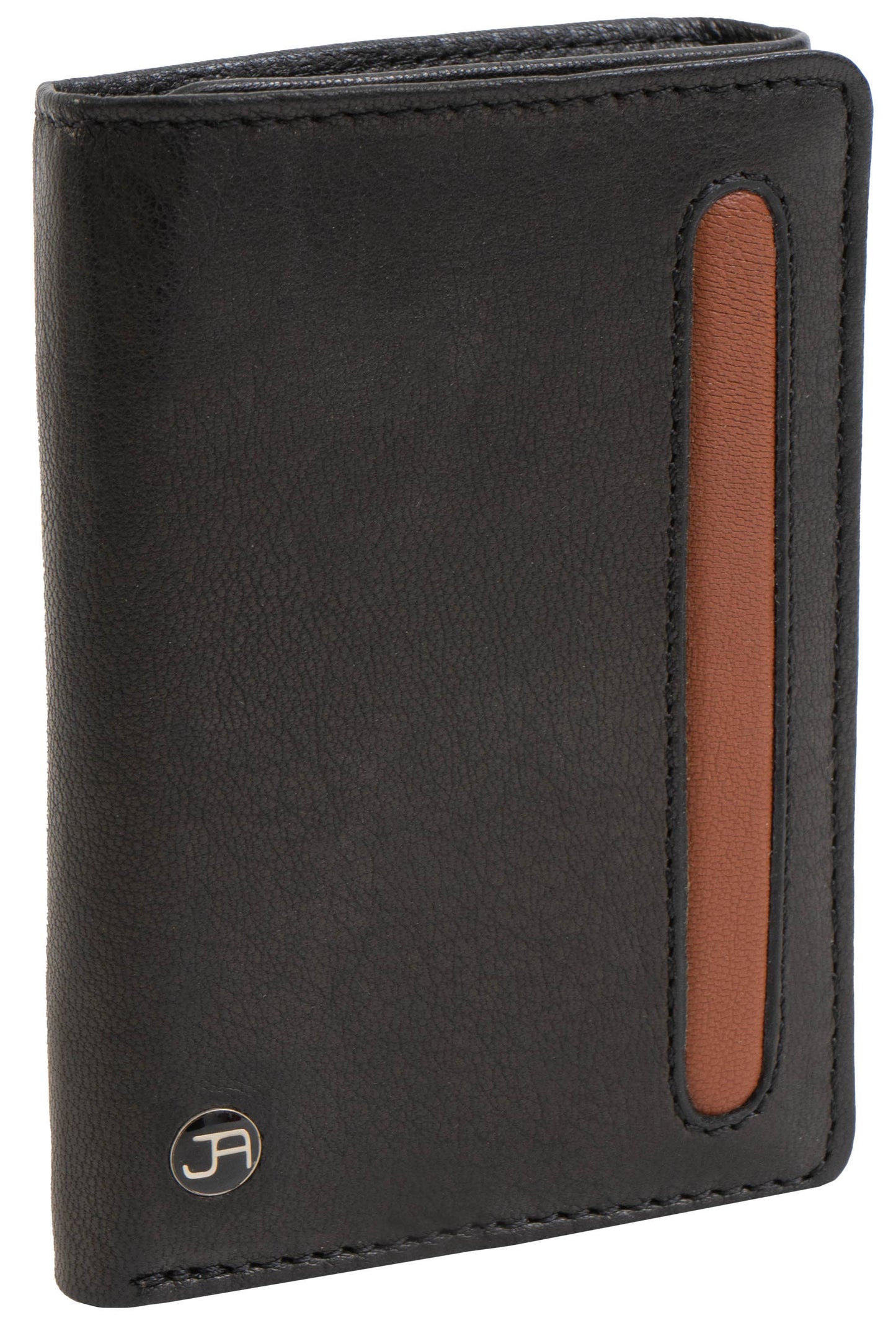 Magid Magid - Jack Abrahams Goat Nappa Leather Tri-Fold Wallet Black/Cognac: Black/Cognac - 4" H x 1" D x 5" L
